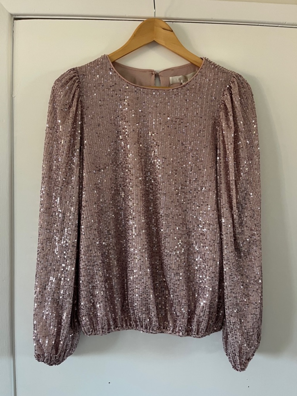 Anthropologie Women’s Pink Sequin Long-Sleeve Top